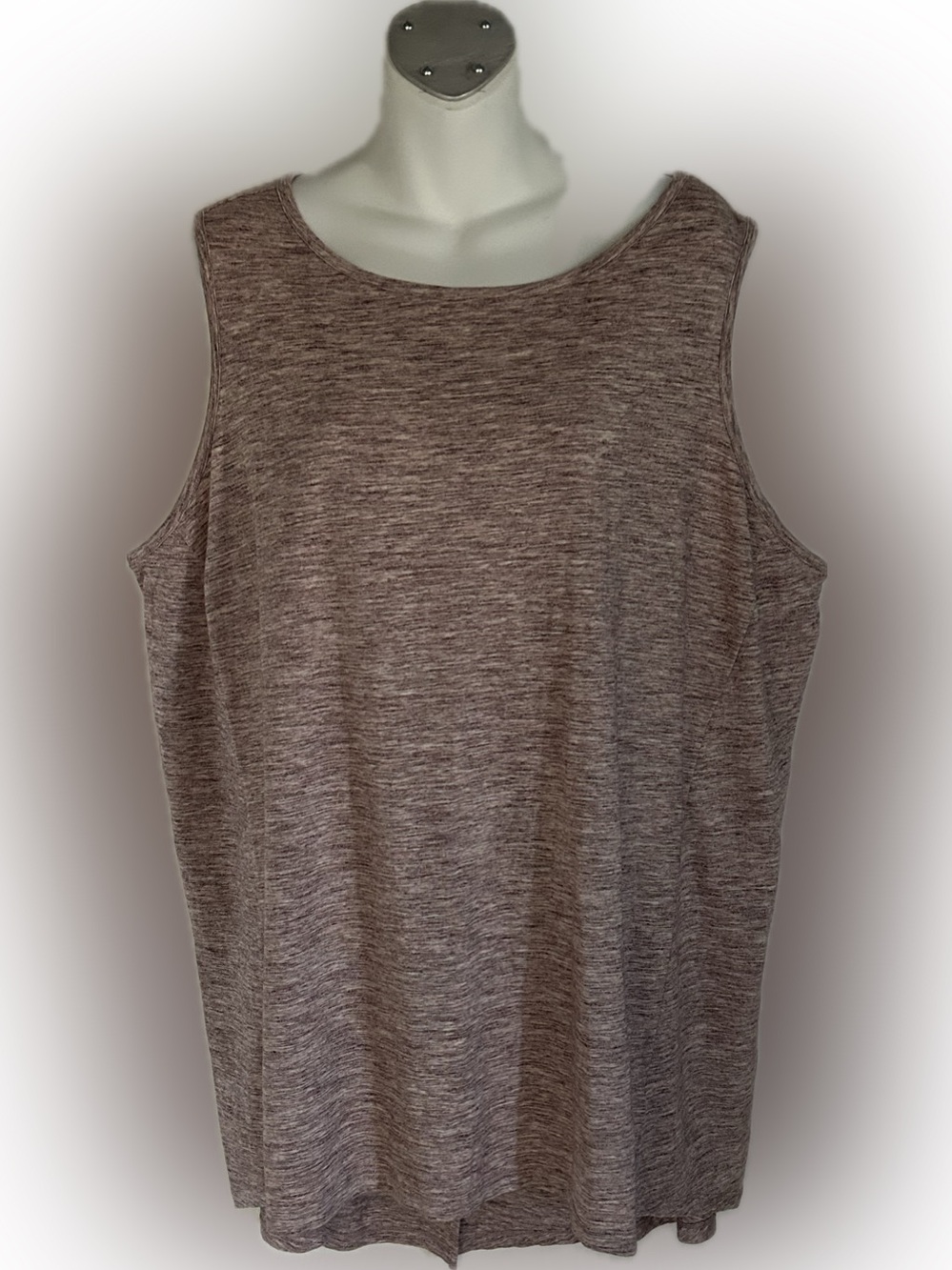 AnyBody Heathered Taupe And Pink Scoop Neck Tank 2X